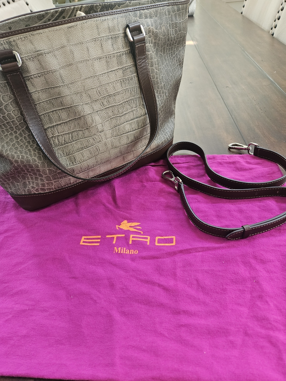 ETRO Milano Paisley Canvas & Leather Tote in Brown - Picture 3 of 10